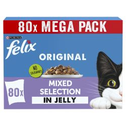 Felix Mixed Select with White Fish, Salmon, Chicken & Lamb Wet Cat Food Pouch 80 pack, 85g