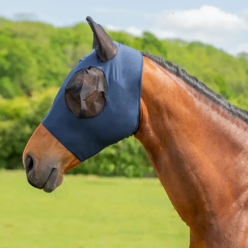Hy Equestrian Lycra Flex Fly Mask, Navy