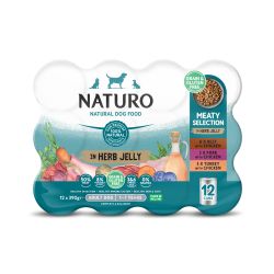 Naturo Adult Dog Meat Chunks in Herb Jelly, 12x390g