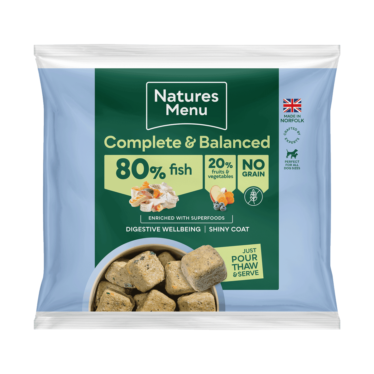 Natures Menu Complete & Balanced 80/20 Fish Nuggets, 1kg